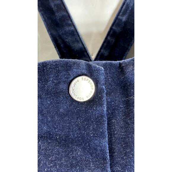 TOPSHOP MOTO Women's Blue Denim Button-Up Square-Neck Crossback Mini Dress SZ 10 - Picture 5 of 12